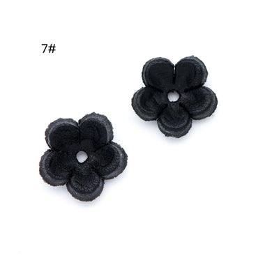10pcs Genuine Leather Flower 12mm, Floral Leather Charm Beads, (FB-060-7)