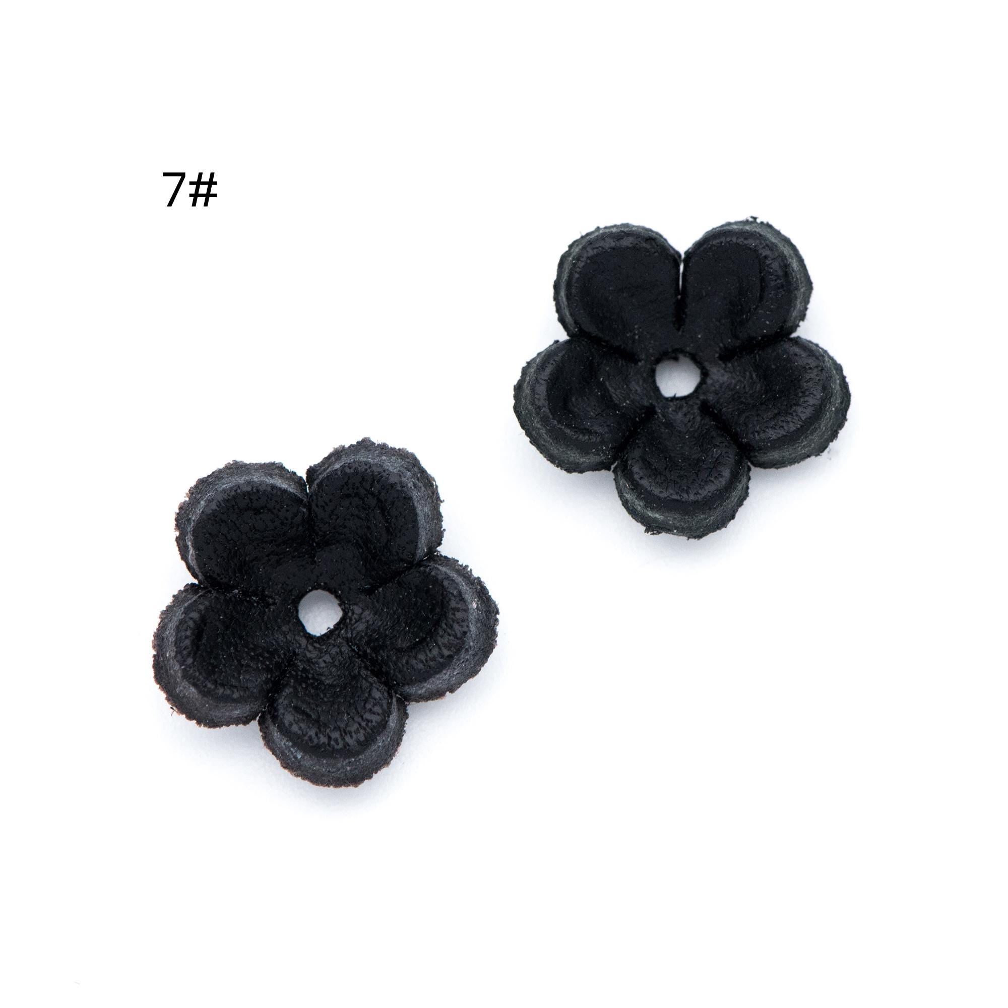 10pcs Genuine Leather Flower 12mm, Floral Leather Charm Beads, (FB-060-7)