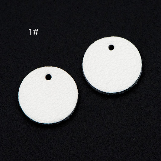 10pcs Genuine Leather Round Charms 15mm, Flat Coin Disc Geometric Pendants, DIY Components for Earrings, (FB-062)