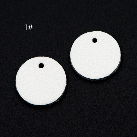 10pcs Genuine Leather Round Charms 15mm, Flat Coin Disc Geometric Pendants, DIY Components for Earrings, (FB-062)
