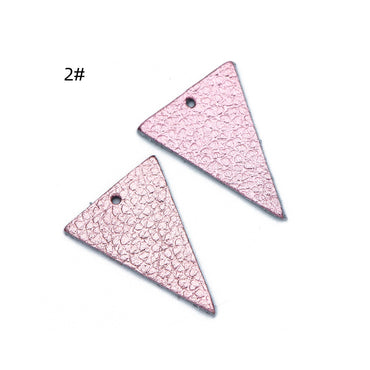 10pcs Triangle Leather Charms 35mm, Genuine Leather Geometric Pendants, (FB-064)