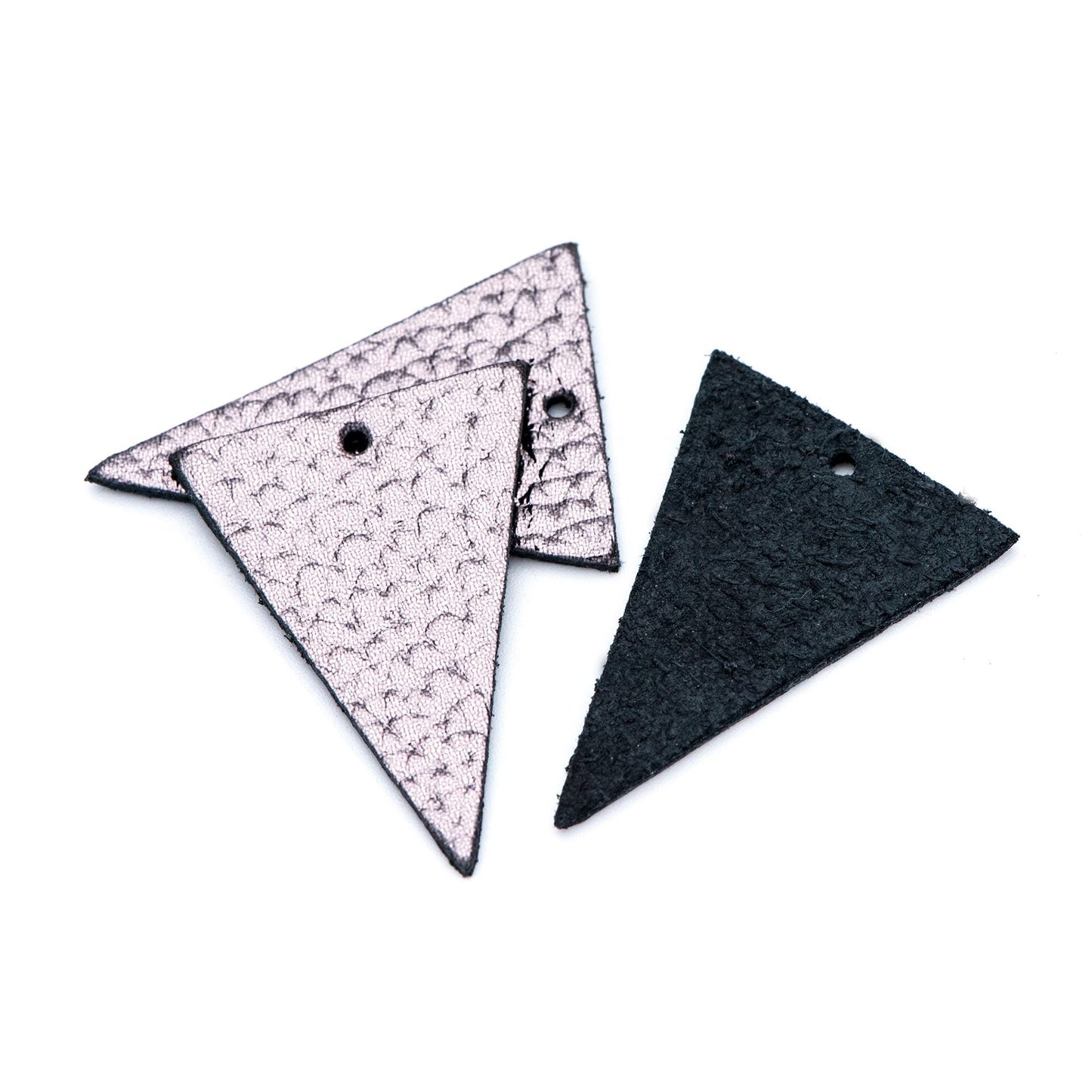 10pcs Triangle Leather Charms 35mm, Genuine Leather Geometric Pendants, (FB-064)