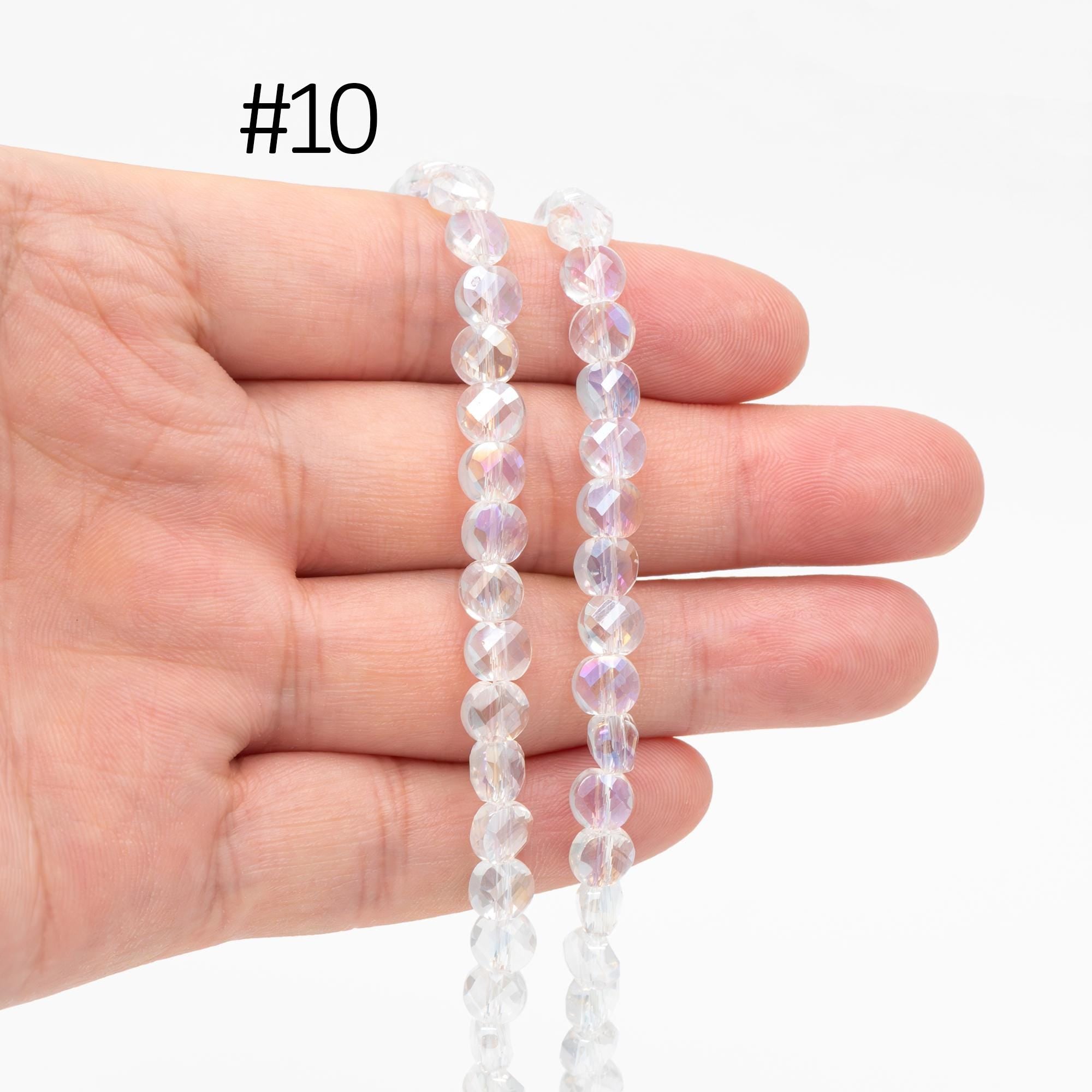 95pcs Faceted Coin Glass Beads, Crystal Round Button Beads 6mm, (TS-98)