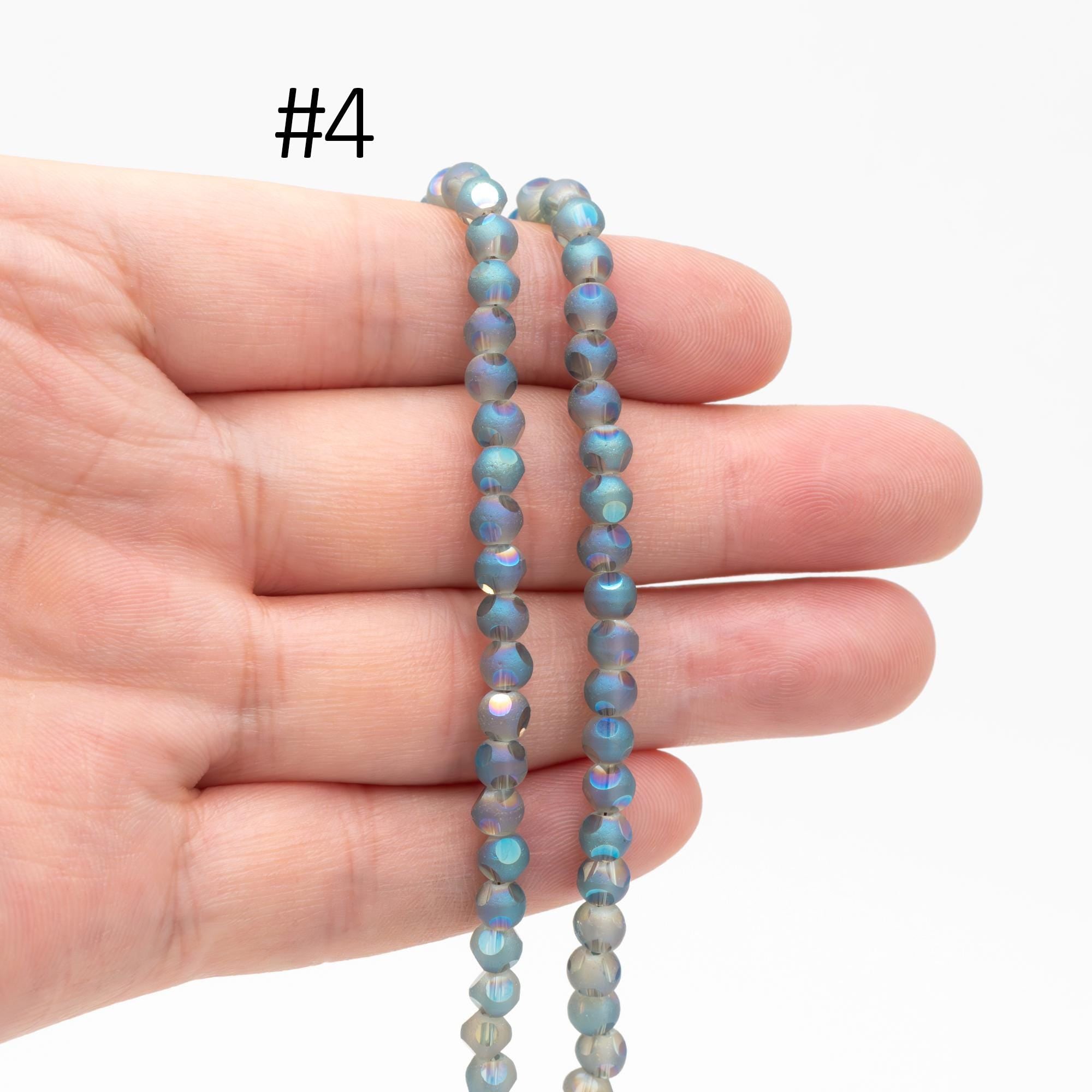 Matte Glass Faceted Round Beads 4mm, Frosted Crystal Ball Spacer Beads, (TS-100)/ 85 beads