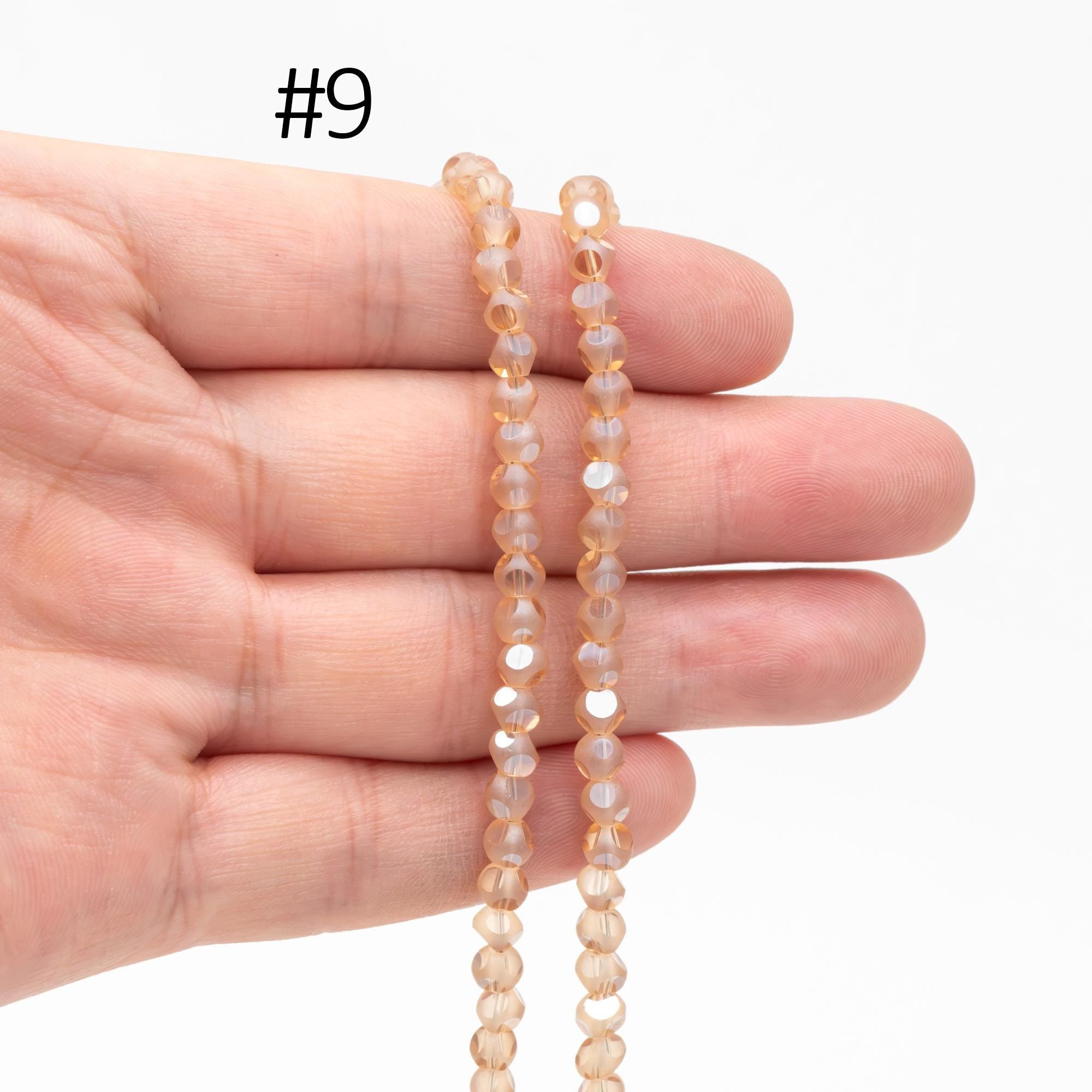 Matte Glass Faceted Round Beads 4mm, Frosted Crystal Ball Spacer Beads, (TS-100)/ 85 beads