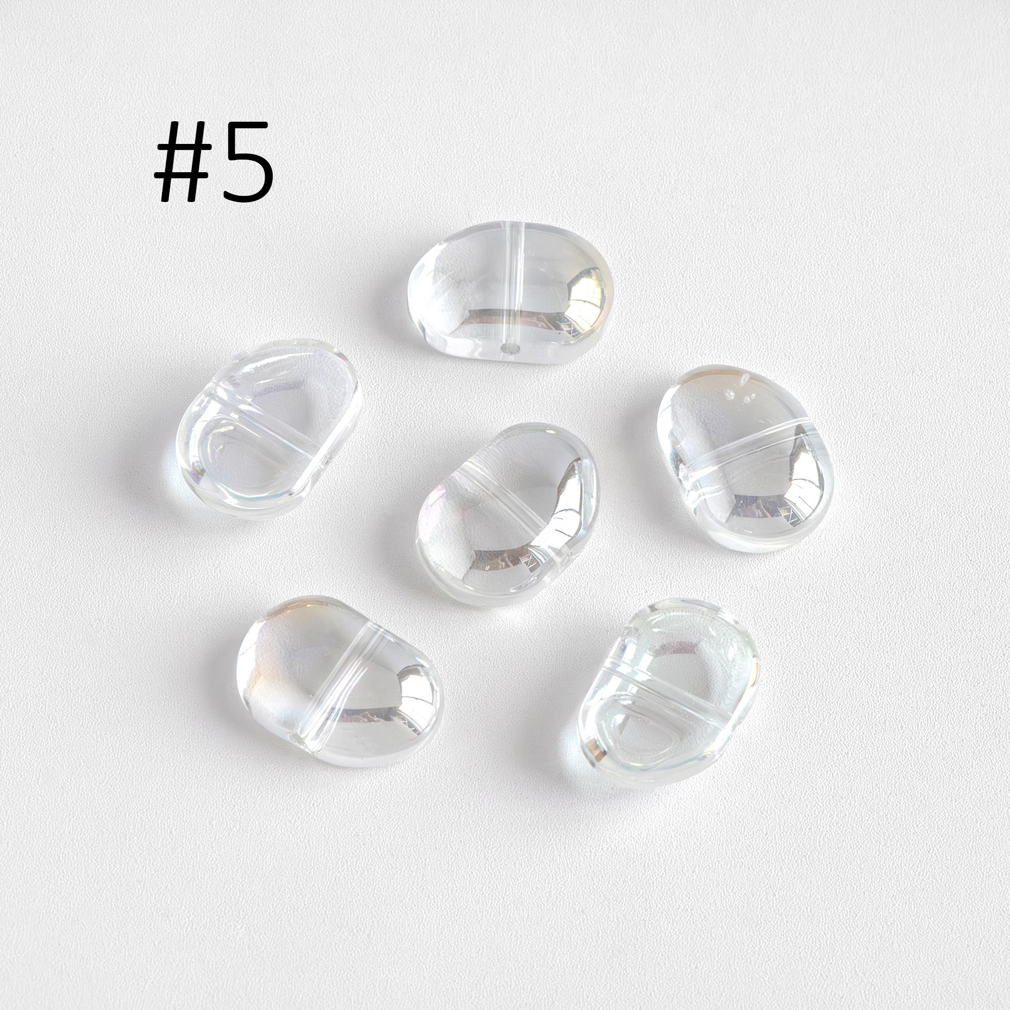 30pcs Crystal Glass Smooth Bean Beads 16mm, Sparkly Multi Colors (GM-028)