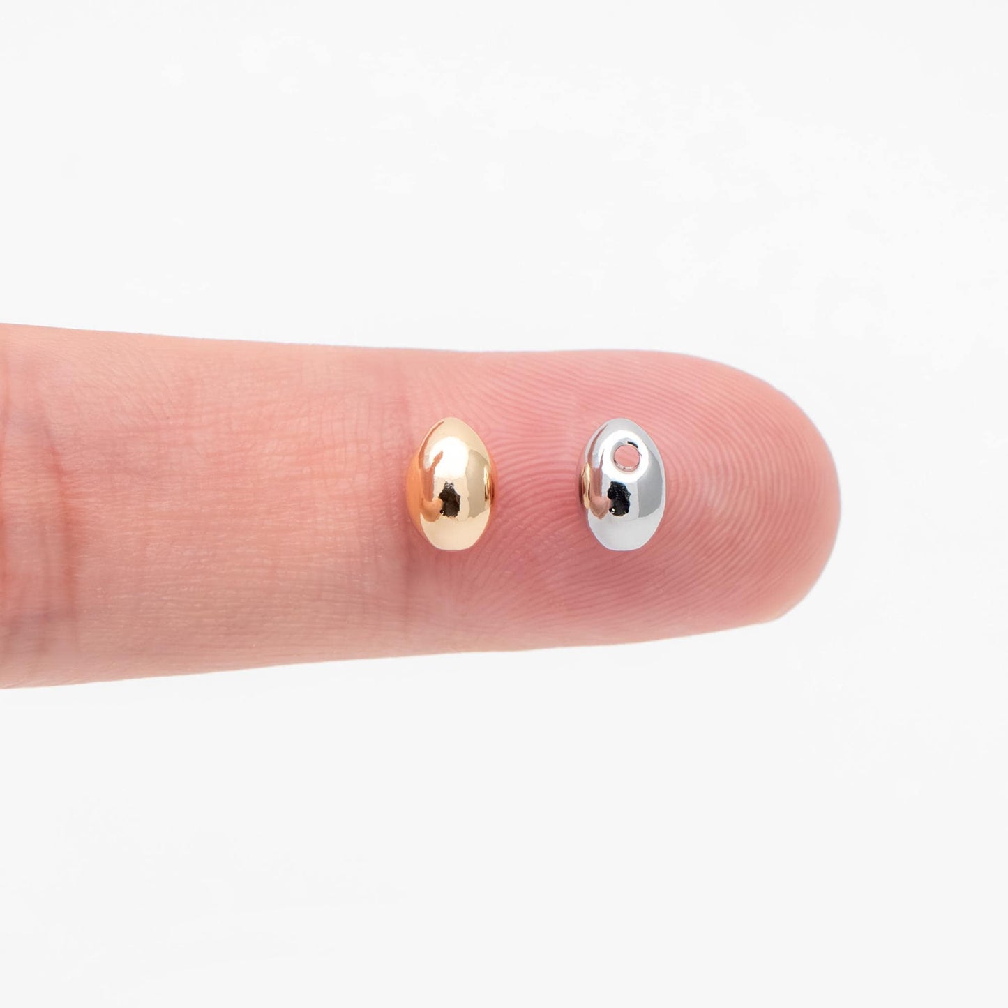 10pcs Gold/ Silver Oval Spacer Beads, Rice Shape Beads, Spacer Beads, Bulk Beads, Jewelry Making Supplies Wholesale (GB-4667)