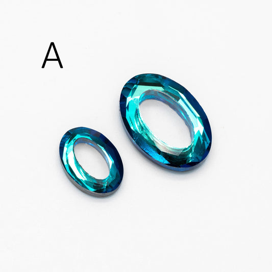 10pcs Faceted Crystal Crystal Oval Cosmic Ring (#TS-118)