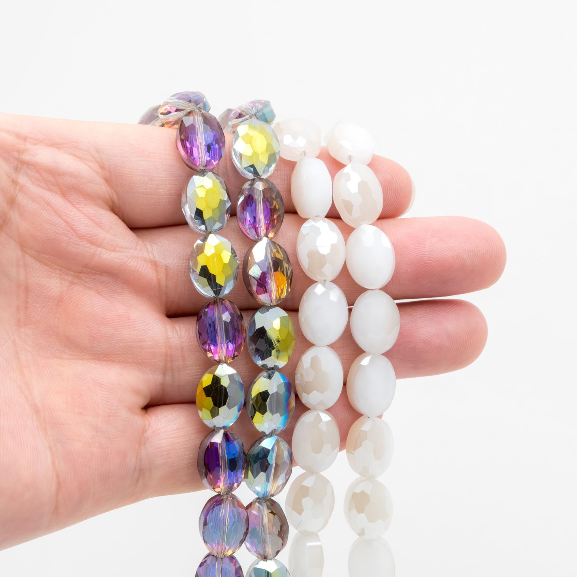 Frosted Oval Crystal Glass Faceted beads 12mm Clear (TS-01)/ 68pcs