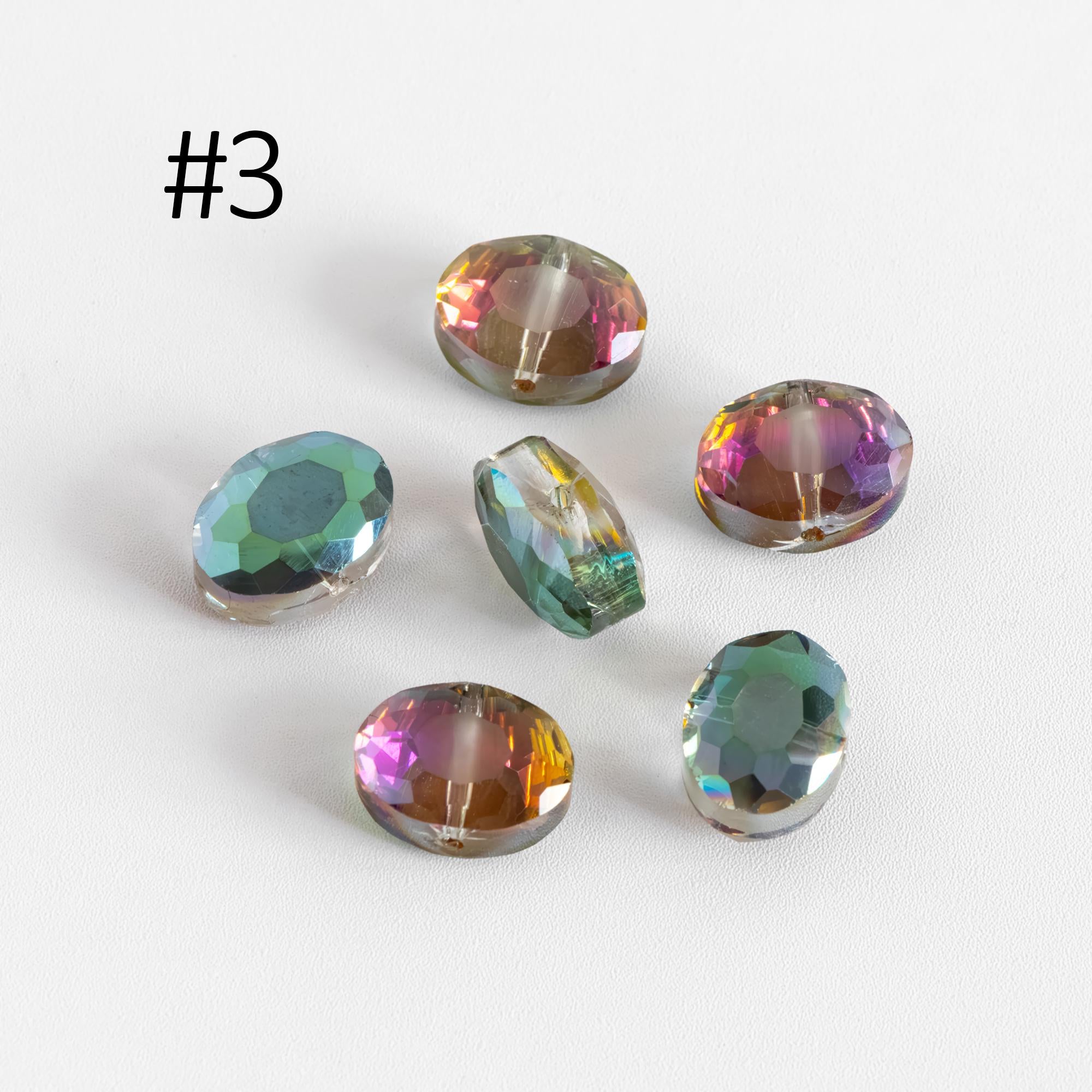 Frosted Oval Crystal Glass Faceted beads 12mm Clear (TS-55)/ 68pcs