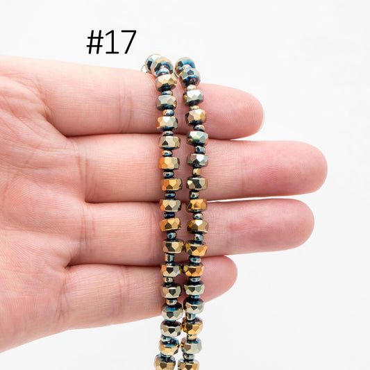 Faceted Crystal Rondelle Beads 6x4mm, Glass Coin Spacer Beads, (TS-90)/ 100 beads