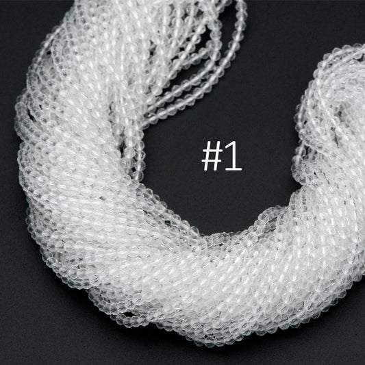 Crystal Faceted Round Beads 2mm, Tiny Size Glass Spacer Beads, (QZ-02) / 165 beads