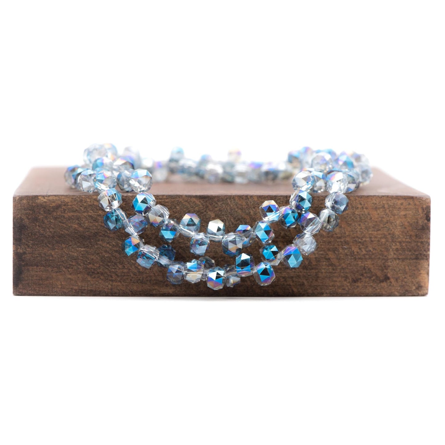 95pcs Faceted Rondelle Glass Beads, Side Drilled, 6mm Button beads (#TS-96)