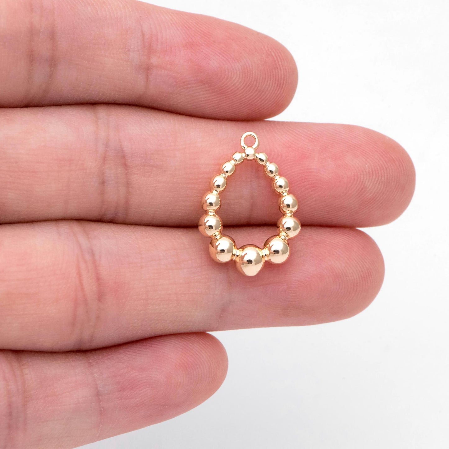 10pcs Gold Beaded Teardrop Charms 20x14mm, 18K Gold plated Brass, Water Drop Charm Pendants (GB-2988)