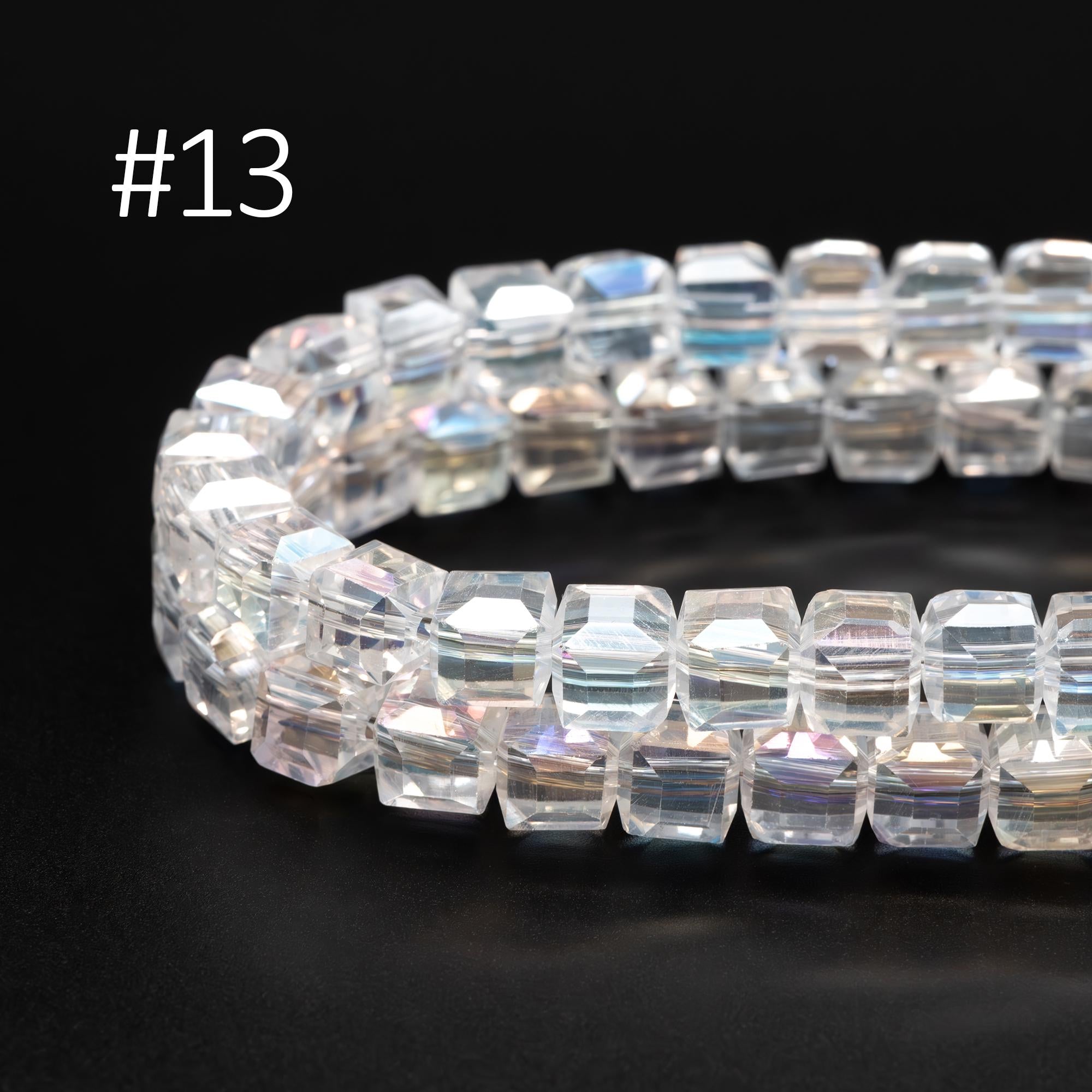 95pcs Cube Glass Crystal Faceted Beads 8mm, (#FZ-08)