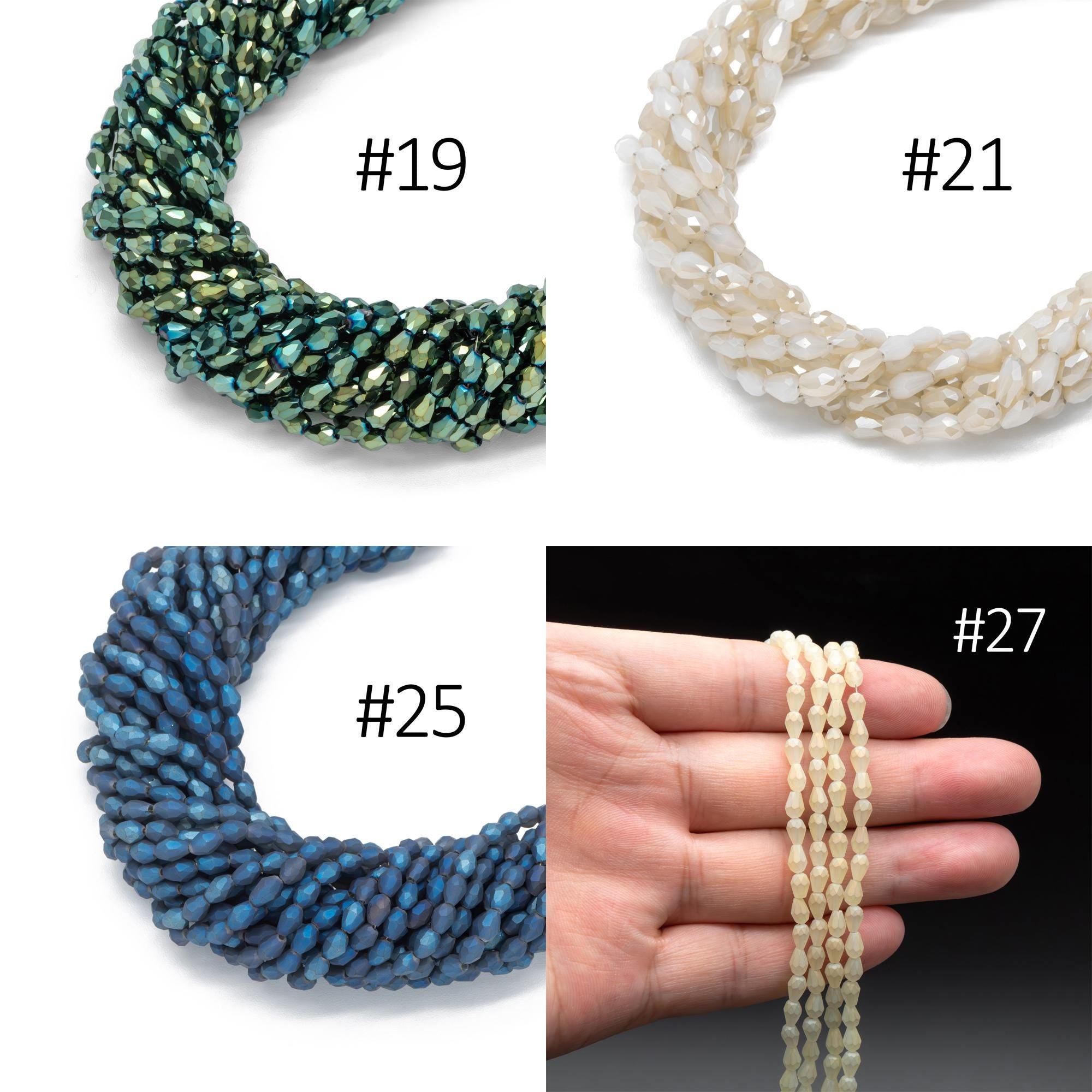 Faceted Teardrop Crystal Glass Beads 3x5mm (SS-03 )95pcs