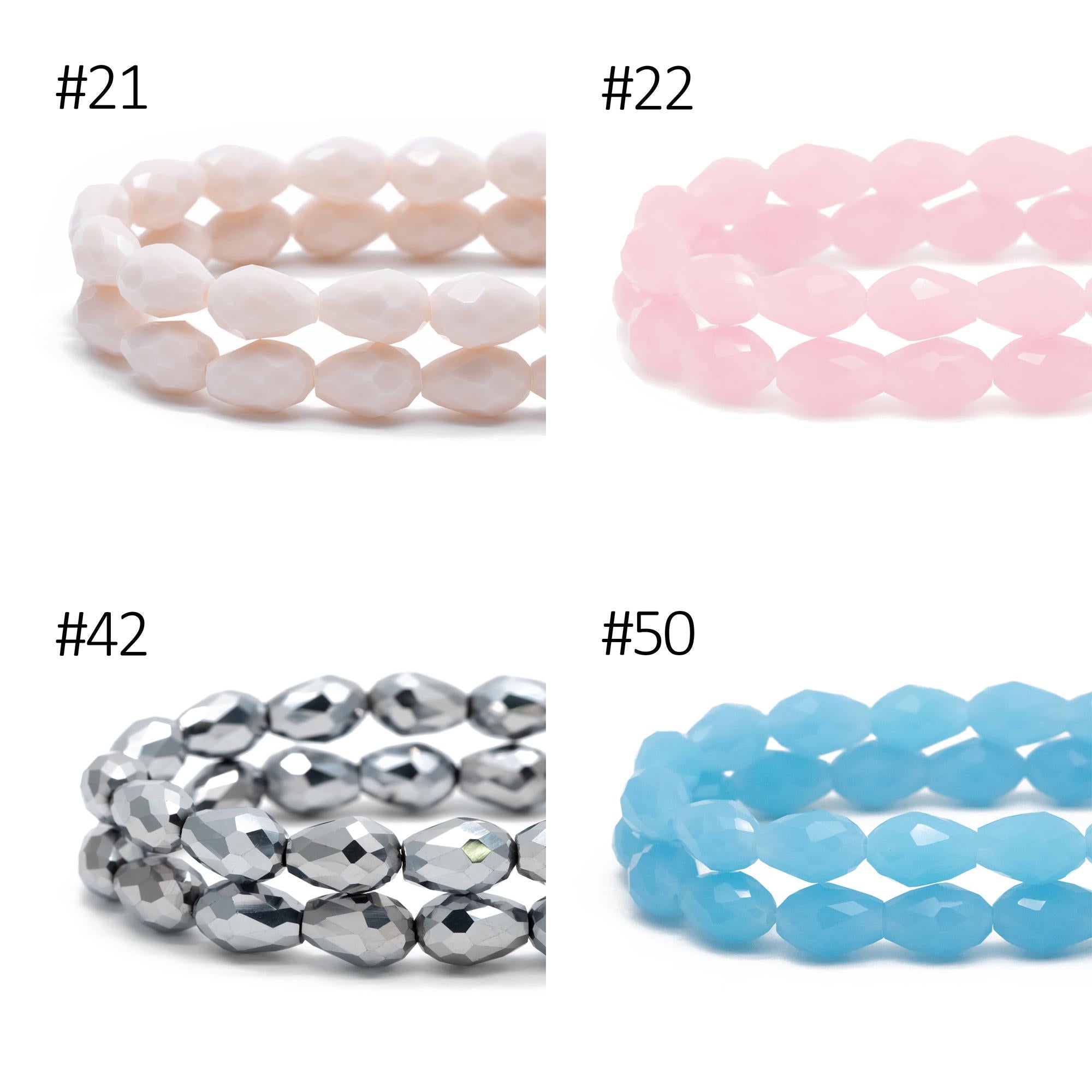 58pcs Teardrop Crystal Glass Faceted Beads 8x11mm (#SS-08)