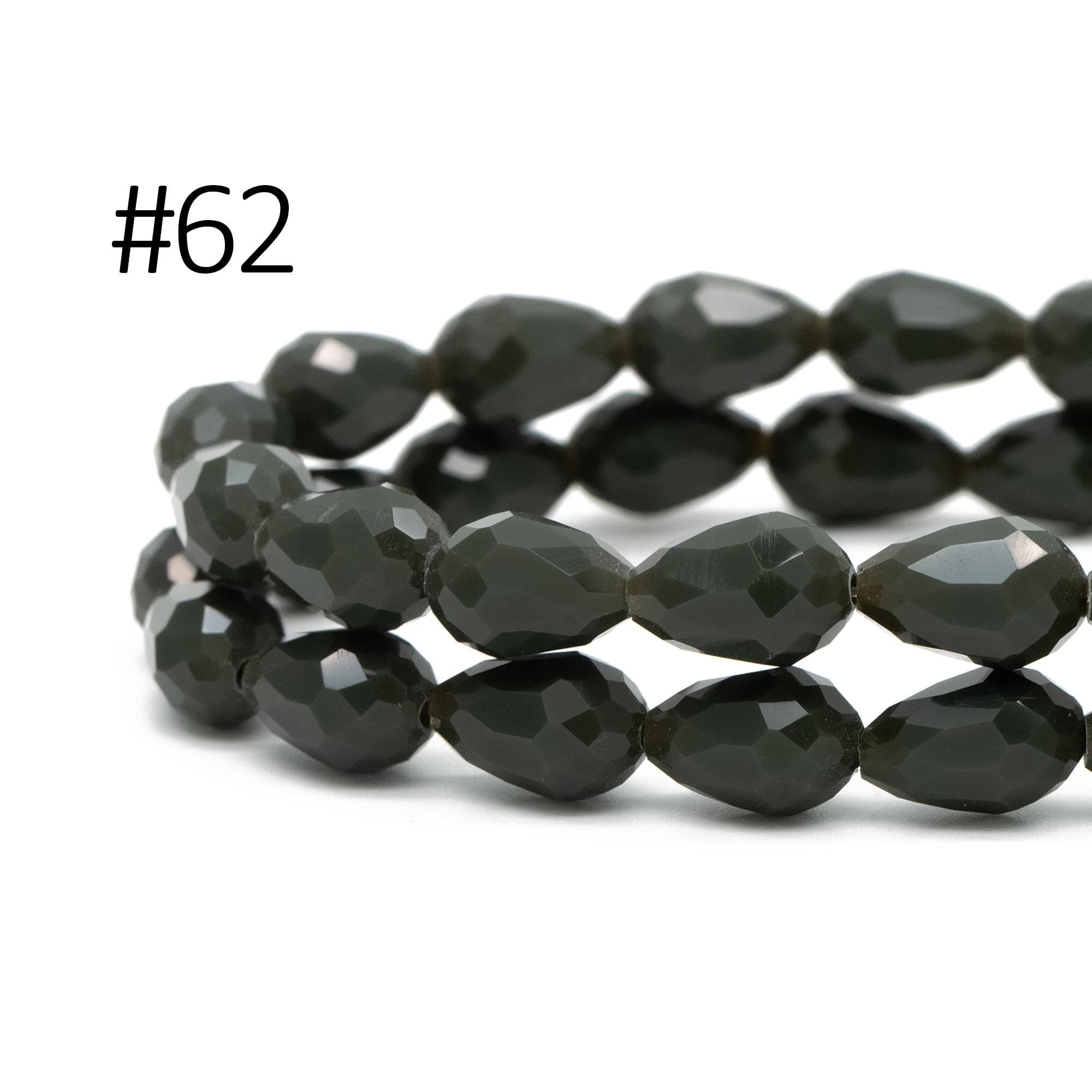 58pcs Teardrop Crystal Glass Faceted Beads 8x11mm (#SS-08)