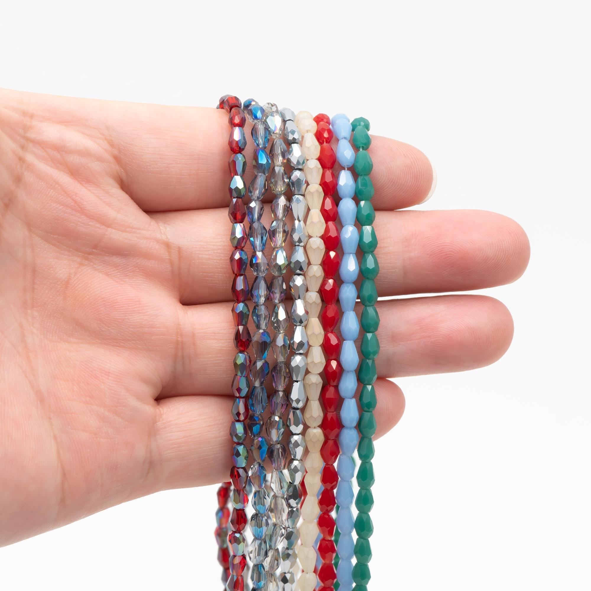 Faceted Teardrop Crystal Glass Beads 3x5mm (SS-03 )95pcs