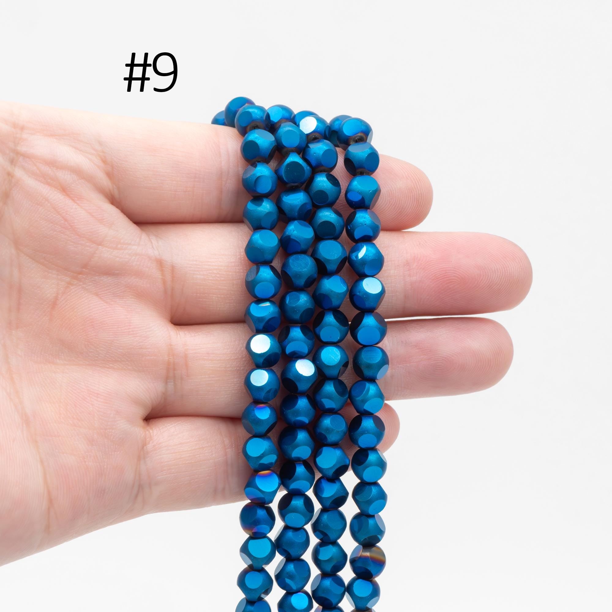 Frosted Faceted Round Glass beads 6mm, (GM-023)/ 100 beads