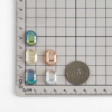 30pcs Crystal Glass Smooth Bean Beads 16mm, Sparkly Multi Colors (GM-028)