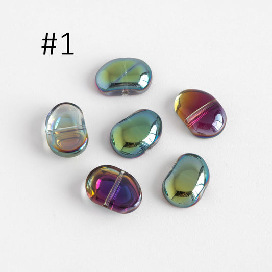 30pcs Crystal Glass Smooth Bean Beads 16mm, Sparkly Multi Colors (GM-028)