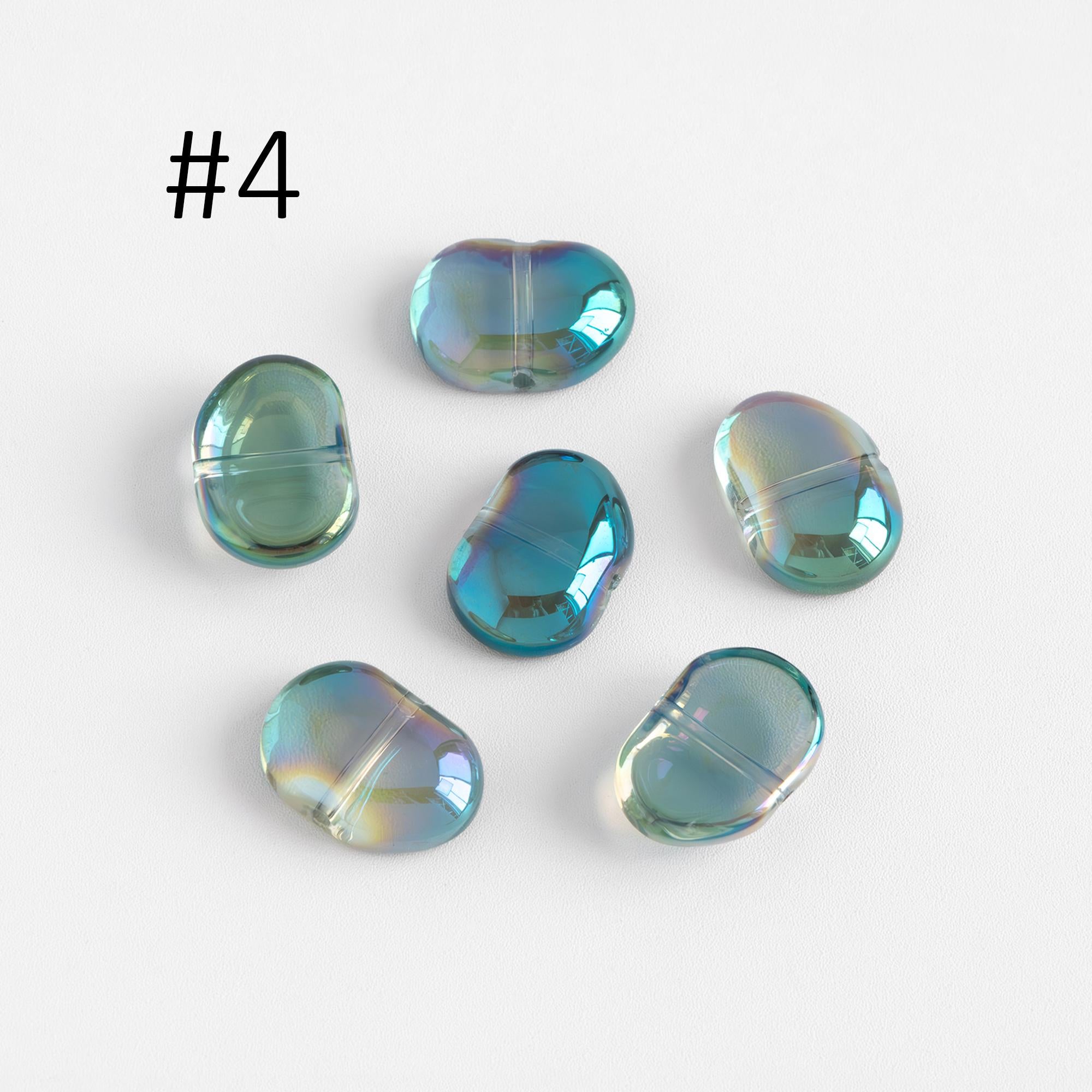 30pcs Crystal Glass Smooth Bean Beads 16mm, Sparkly Multi Colors (GM-028)