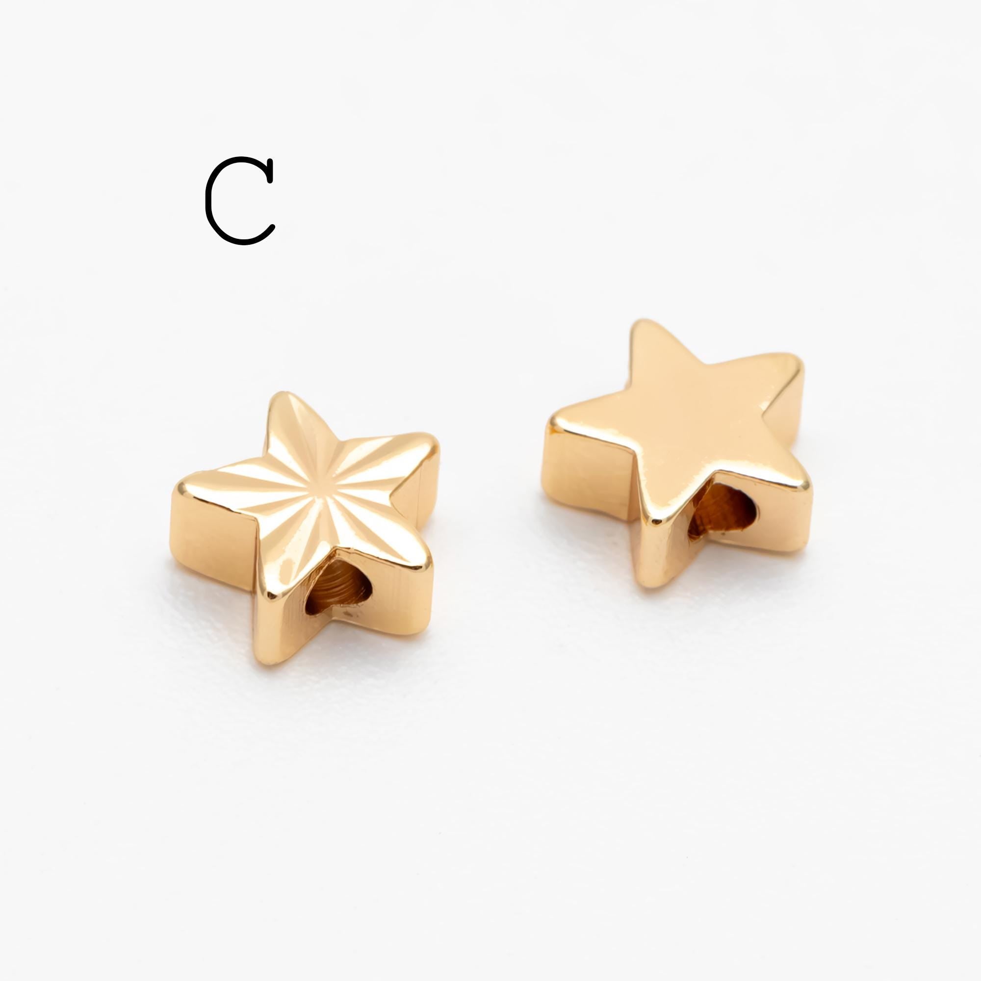 20pcs Gold Round Coin/ Heart/ Star/ Cross Spacer Beads , Real Gold plated Brass Spacer Beads (GB-1785)