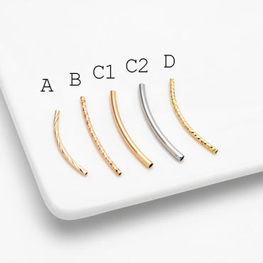 20pcs Gold/ Silver Tone Curved Tube Beads, Metal Bar Spacer Beads (GB-046)