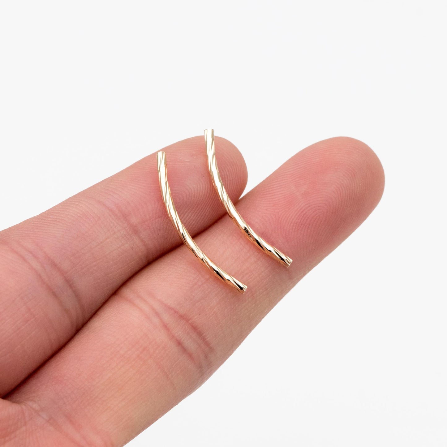 20pcs Gold/ Silver Tone Curved Tube Beads, Metal Bar Spacer Beads (GB-046)