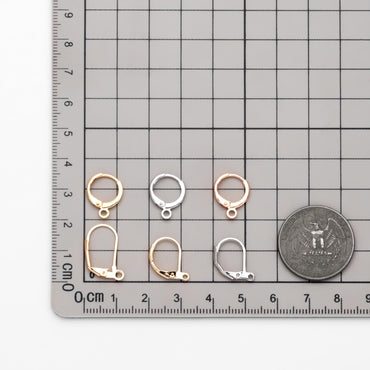 20pcs Minimalist Leverback Ear Hooks, Gold/ Rhodium(silver)/ Rose Gold, Hoop Earring Components, Huggie Ear Wires (GB-475)