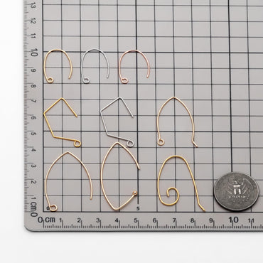 10pcs Gold/ Silver/ Rose Gold Brass Ear Hooks 20x14mm, Simple Earwires Earring Components (GB-947)