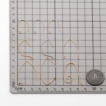 10pcs Gold/ Silver/ Rose Gold Brass Ear Hooks 20x14mm, Simple Earwires Earring Components (GB-947)