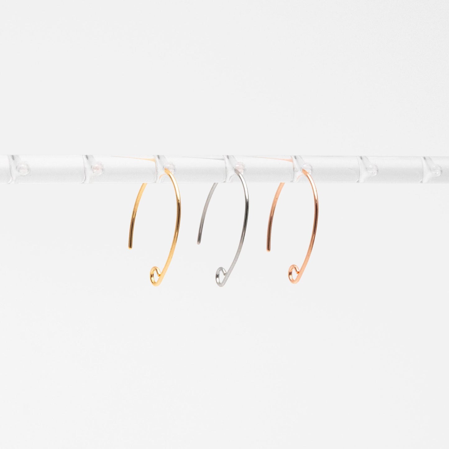 10pcs Gold/ Silver/ Rose Gold Brass Ear Hooks 20x14mm, Simple Earwires Earring Components (GB-947)