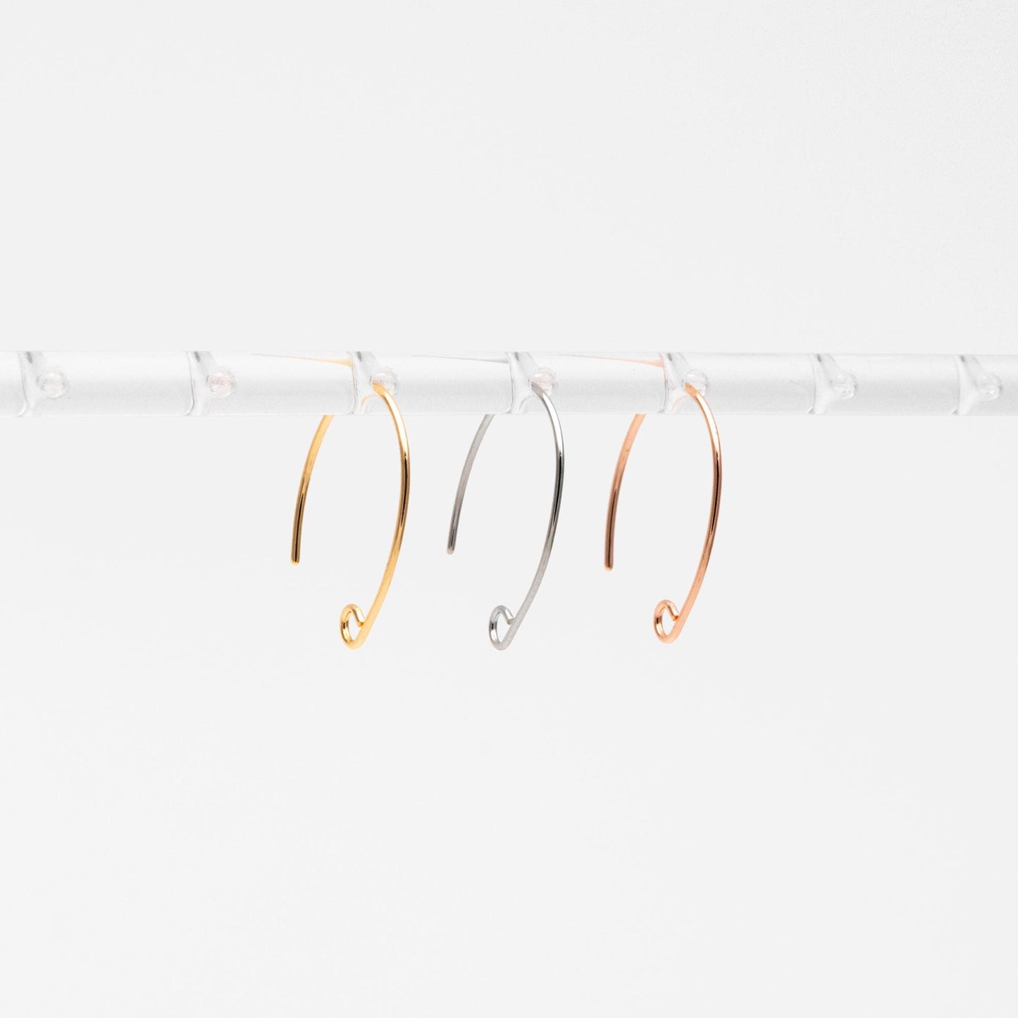 10pcs Gold/ Silver/ Rose Gold Brass Ear Hooks 20x14mm, Simple Earwires Earring Components (GB-947)