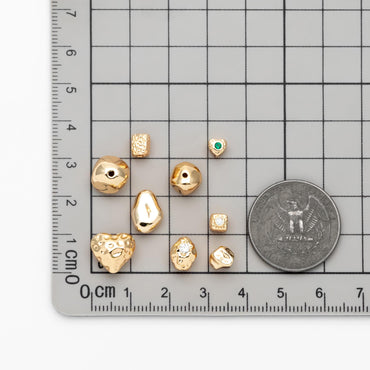 10pcs Gold Spacer Beads, Gold plated Brass, Jewelry Making, Diy Material, Jewelry Supplies (GB-2956)