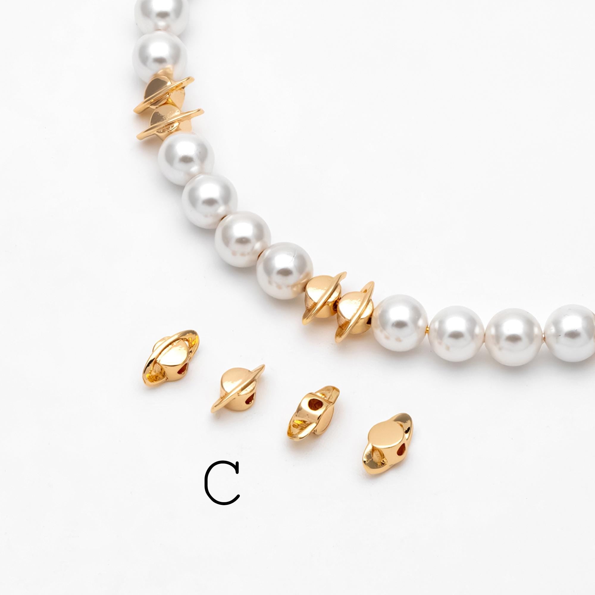 10pcs Gold/ Silver Spacer Beads, Gold/ Rhodium plated Brass Spacer Beads, Celestial Beads (GB-2964)