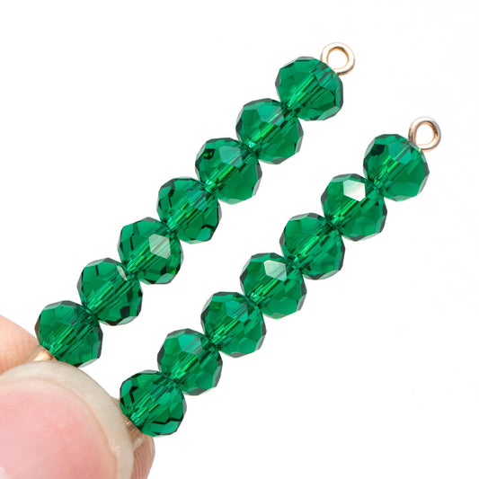 85pcs Crystal Rondelle Faceted Glass Beads 4x6mm Transparent Peacock Green - (BZ06-06)