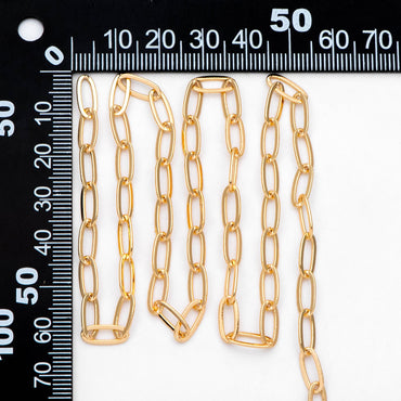 Gold plated Brass Oval Chain, Gold Link Chain, 11x5mm, Flat Drawn Cable Chain, Oval Chain Bulk for Necklace (#LK-495)/ 1 Meter=3.3 ft