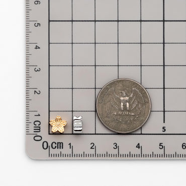 10pcs Gold/ Silver Tone Flower Spacer Beads 8mm, Real Gold/ Rhodium plated Brass Spacer Beads (GB-4670)