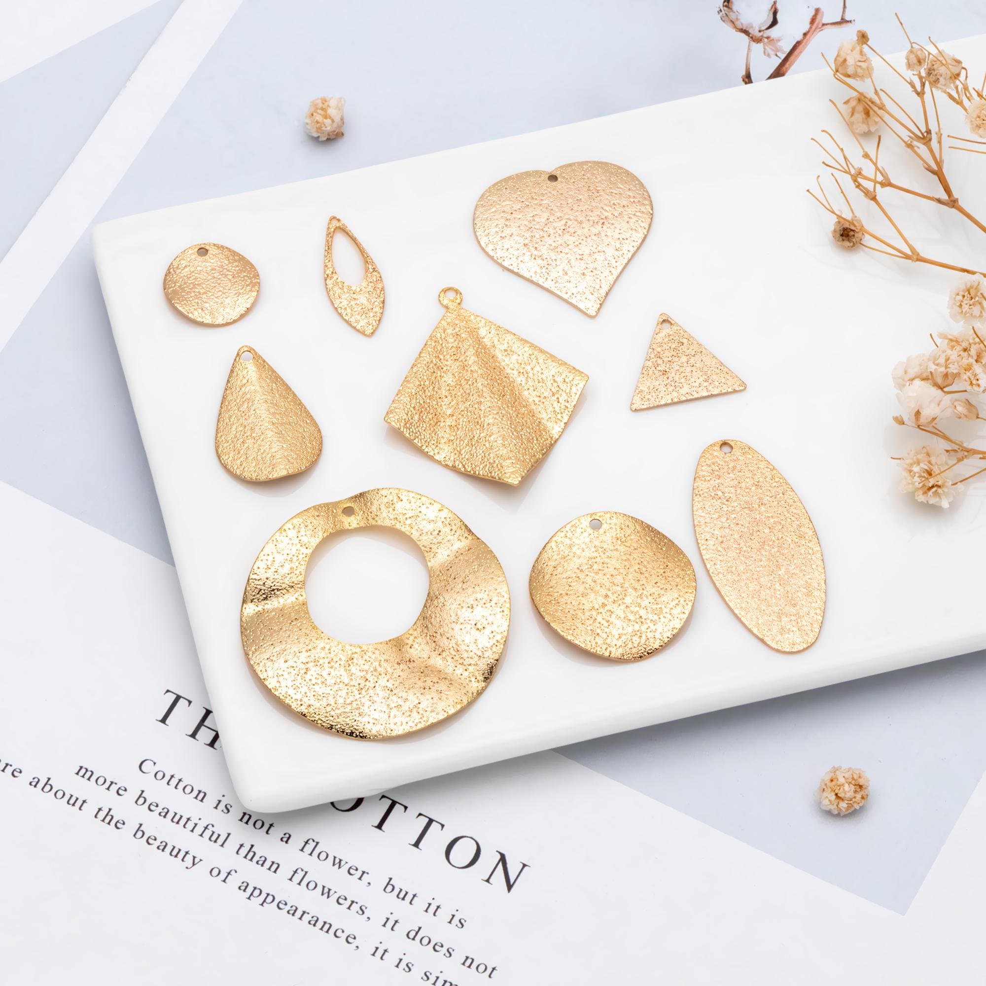 10pcs Gold Geometric Charms, Gold plated Brass Rustic Pendants, Lead Nickel Free (GB-265)