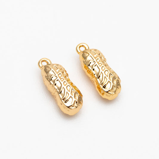 10pcs Gold/ Silver Peanut Charms , 18K Gold/ Rhodium plated Brass, Jewelry Making, Diy Material, Jewelry Supplies (GB-4589-F)