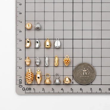 10pcs Gold/ Silver Nut Charms , 18K Gold/ Rhodium plated Brass, Jewelry Making, Diy Material, Jewelry Supplies (GB-4589)
