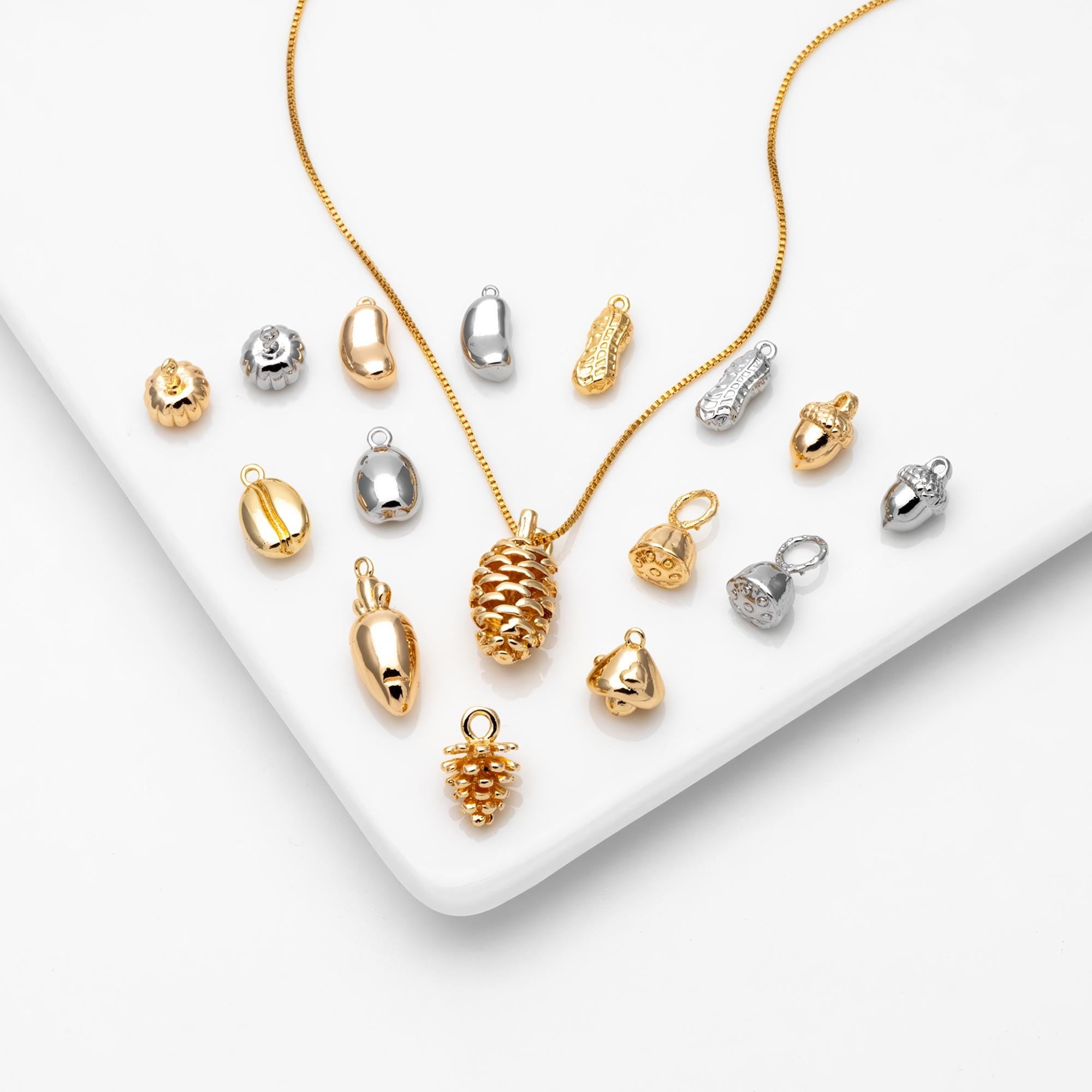 10pcs Gold/ Silver Nut Charms , 18K Gold/ Rhodium plated Brass, Jewelry Making, Diy Material, Jewelry Supplies (GB-4589)