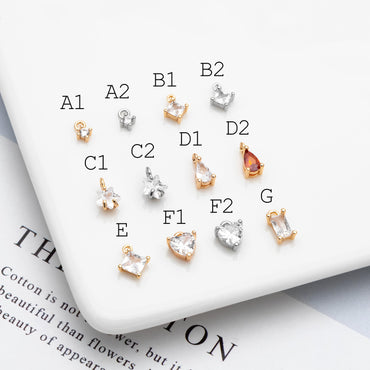10pcs Gold/ Silver Tone Tiny CZ Charms, Gold/ Rhodium plated Brass, Jewelry Supplies (GB-4582)