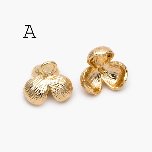 10pcs Gold/ Silver Tone Flower Bud Charms , 18K Gold plated Brass, Dainty Earring Charms (GB-1103)