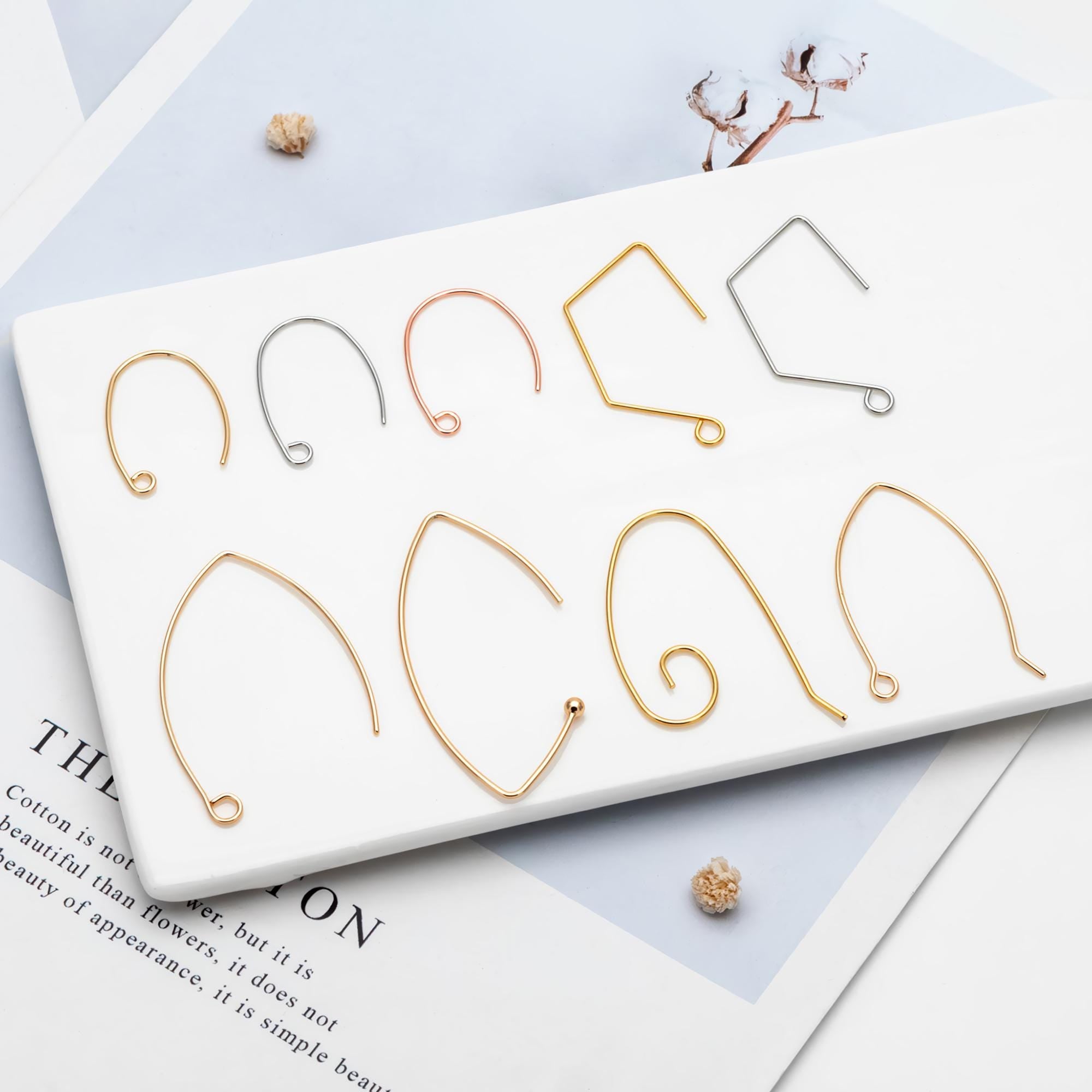 10pcs Gold/ Silver/ Rose Gold Brass Ear Hooks 20x14mm, Simple Earwires Earring Components (GB-947)