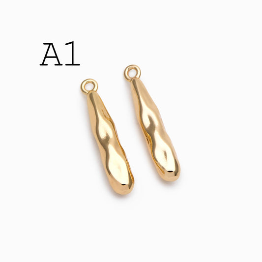 10pcs Gold/ Silver Tone Hammered Bar Charm, Jewelry Making, Diy Material, Jewelry Supplies (GB-2416)