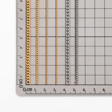 Gold/ Silver Tone Curb Chains 1.3/ 1.6/ 2.5/ 4mm, 18K Gold/ Rhodium plated Brass (#LK-249)/ 1 Meter=3.3 ft