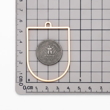 10pcs Gold Geometric Pendant,55x40mm, D Shaped Pendant, 18K Gold plated Brass (GB-1441)